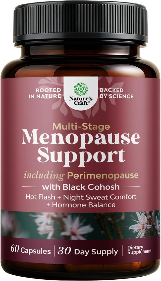 Menopause Supplements for Women w Black Cohosh for Hot Flashes - 60ct